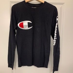 CHAMPION Black Logo Long Sleeve Shirt